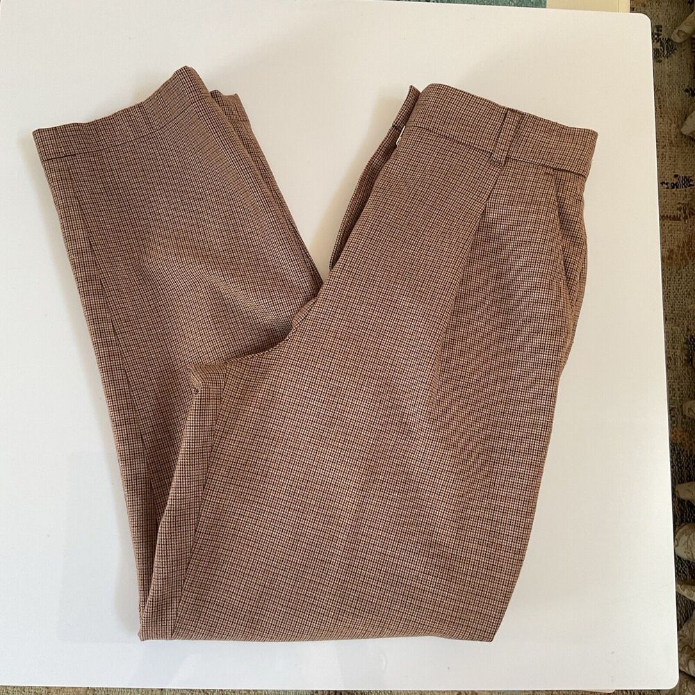 Aritzia Little Moon Women’s Rust Plaid Pants High Rise Pockets, Size 2 - Picture 7 of 10